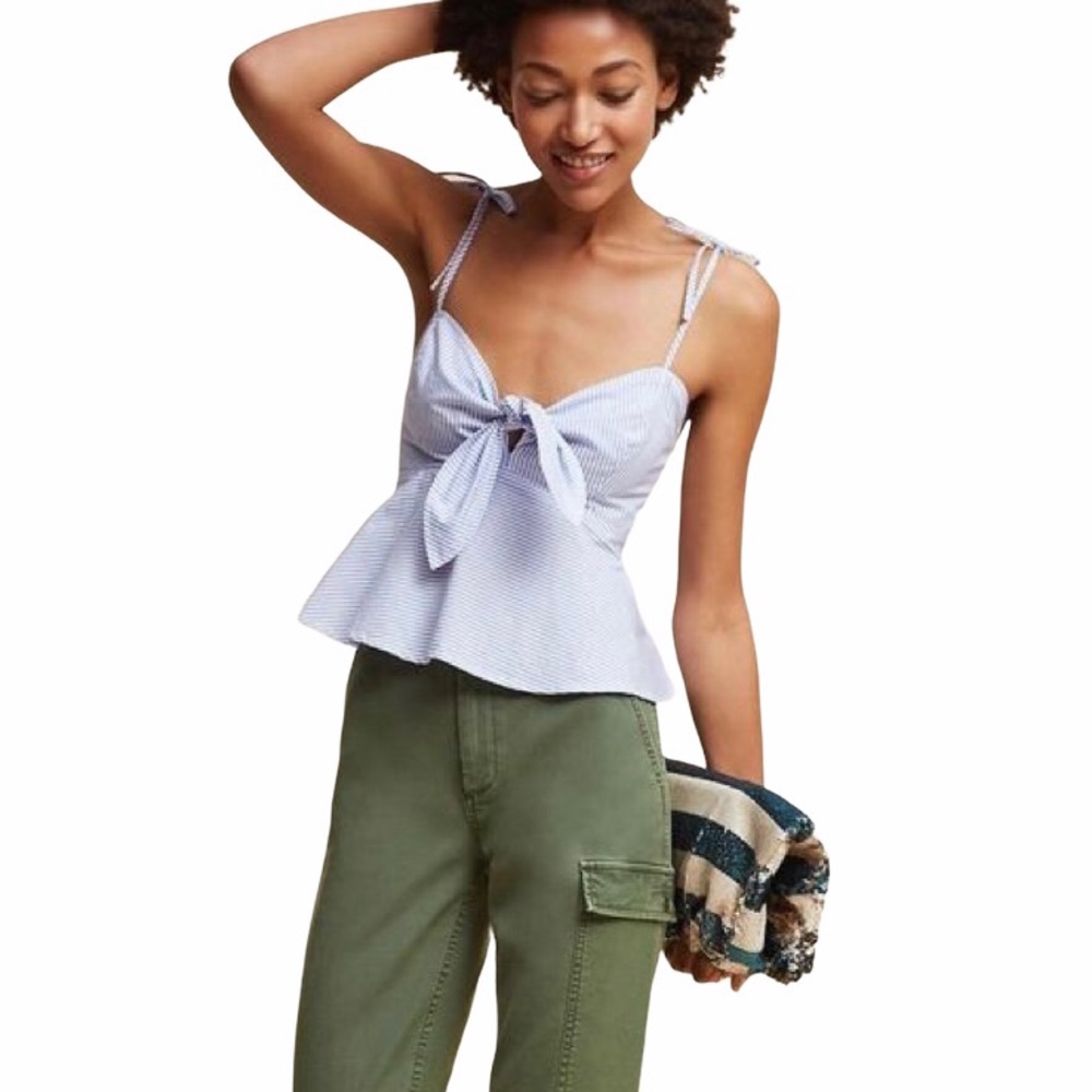 Maeve tie front striped tank top from Anthropology
